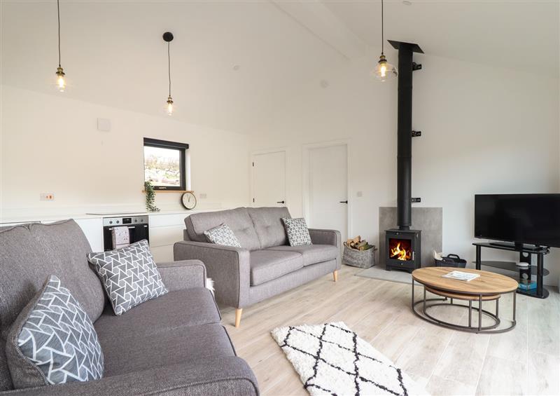 Relax in the living area at The Sheep Shed, Llanrhaeadr-Ym-Mochnant