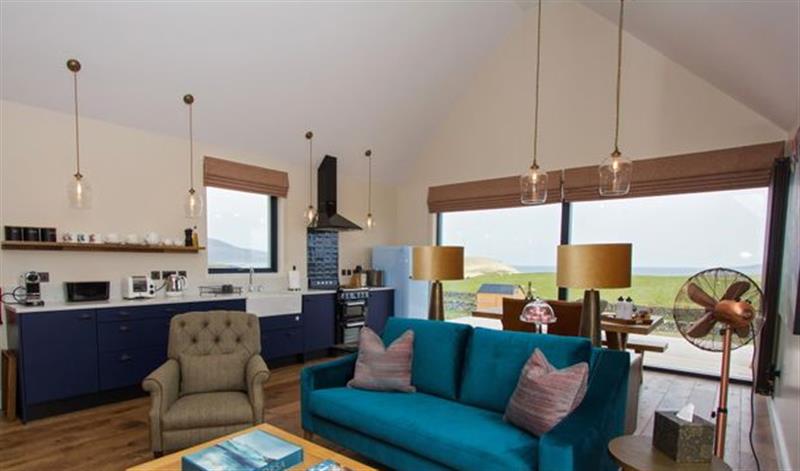 This is the living room at The Sheep Station Two, Scarista Mhor near Leverburgh
