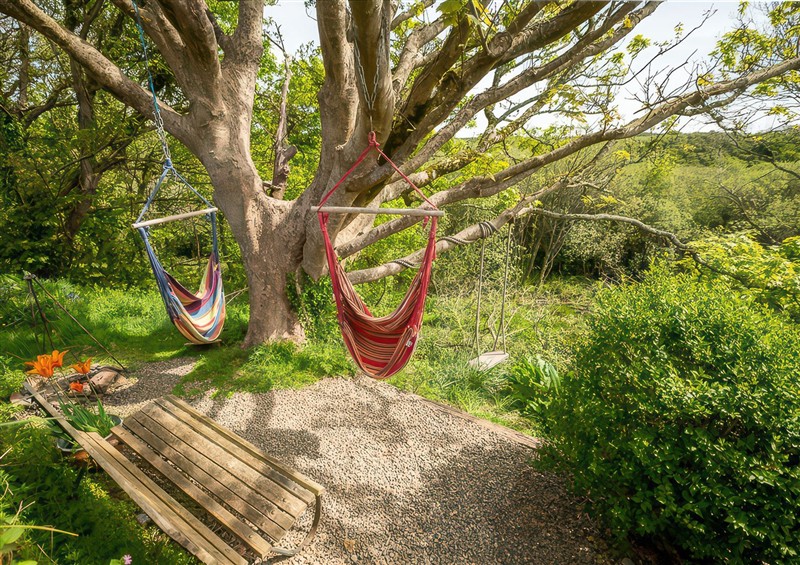 Enjoy the garden at The Shepherd Hut, Nine Wells near Solva