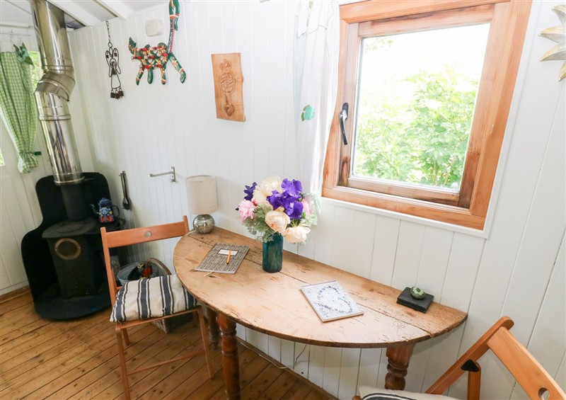 This is the dining room at The Shepherd Hut, Nine Wells near Solva