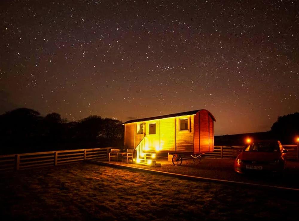 Exterior at night (photo 2) at The Shepherds Hut in Otterburn, Northumberland