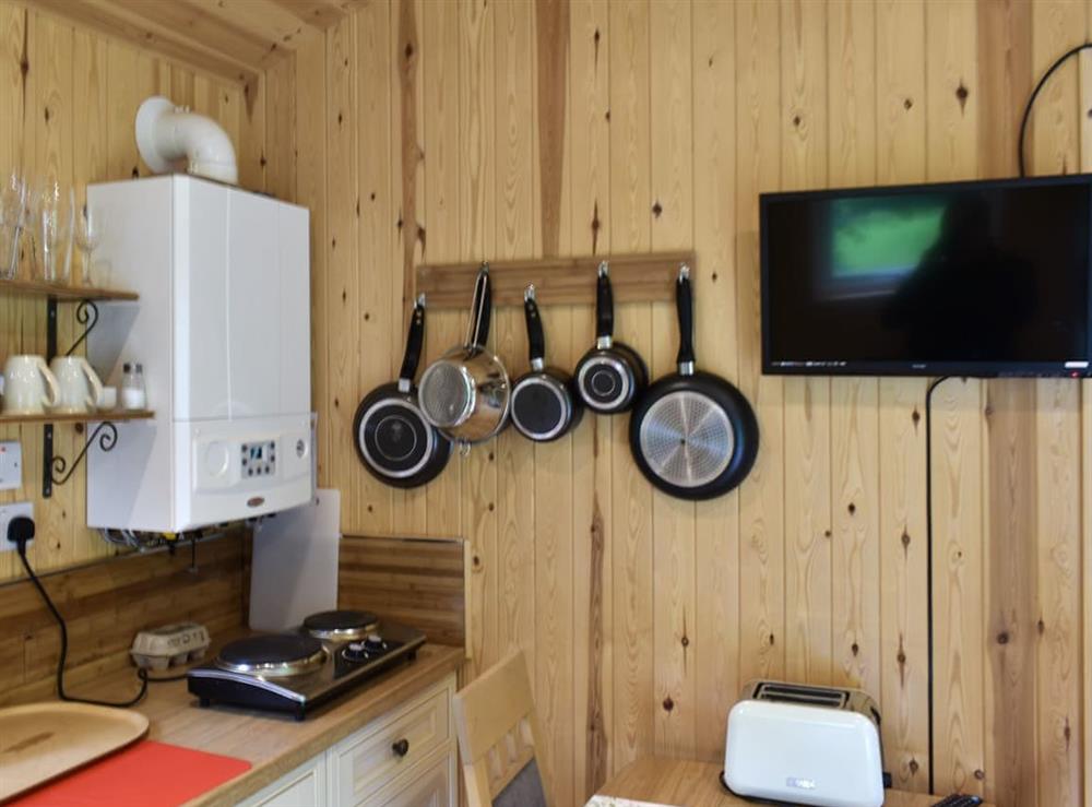 Open plan living space at Shepherds Hut 2, 