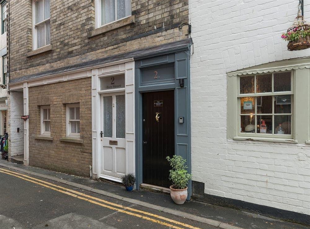 Unassuming entrance tucked away down a side street at The Shipping Office in Whitby, Yorkshire, North Yorkshire