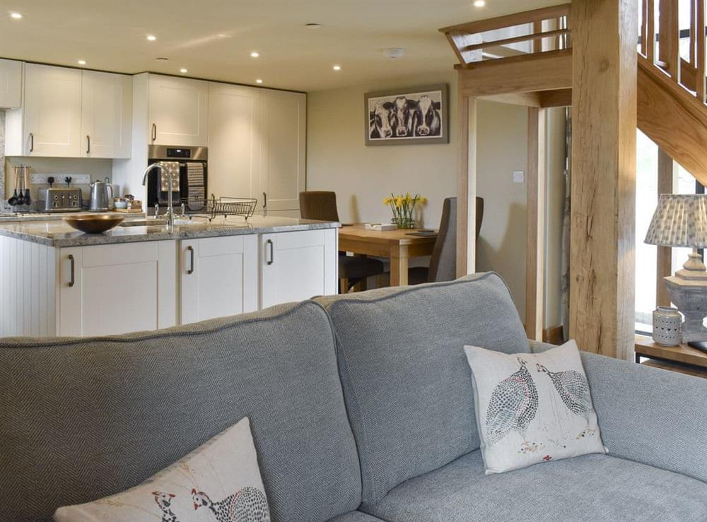 Open plan living space at The Shippon in Gwyddelwern, near Corwen, Denbighshire