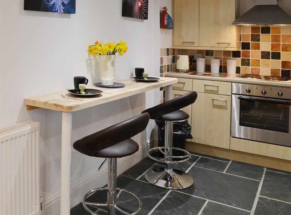 The breakfast bar makes an ideal spot for dining at The Shoe Box in Northam, near Bideford, Devon