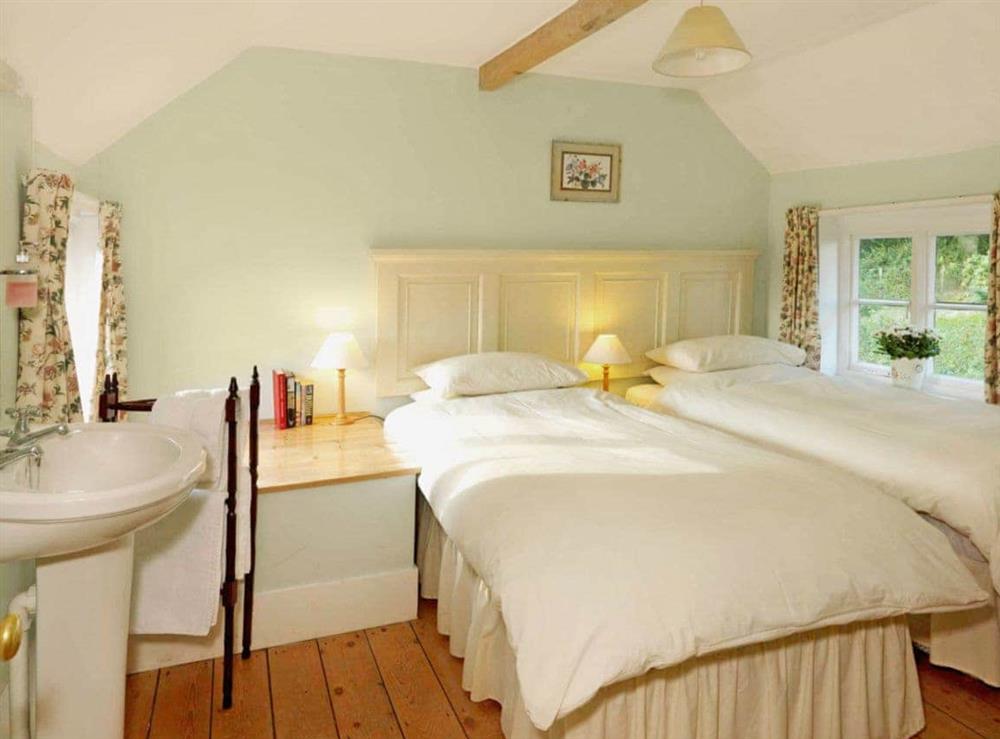 Twin bedroom at The Shooting Lodge in Acton Scott, Shropshire., Great Britain