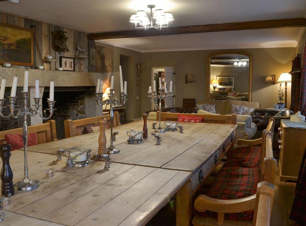 Large dining table at The Shooting Lodge in Colquite, Washaway, North Cornwall., Great Britain