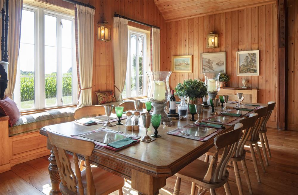 The open-plan dining space is ideal for comfortable dining at The Shooting Lodge, Dorset