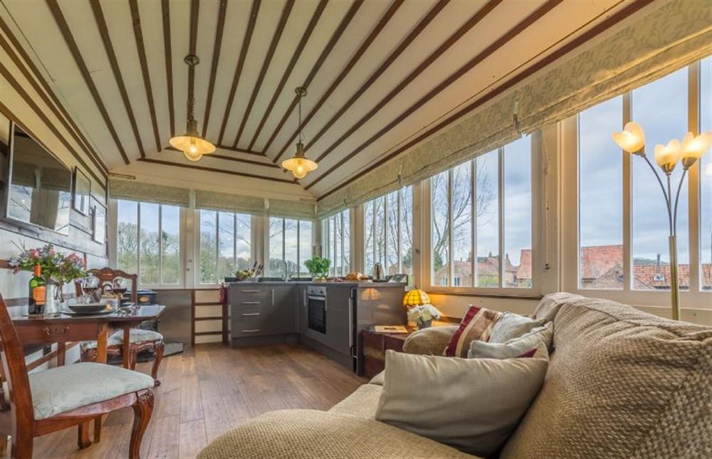 The Signal Box:   Open-plan living space with unique ceiling at The Signal Box, Melton Constable