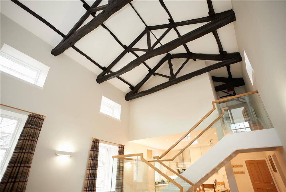 Beautiful exposed beams at The Sir Walter Scott Apartment, Netherby Hall, Longtown