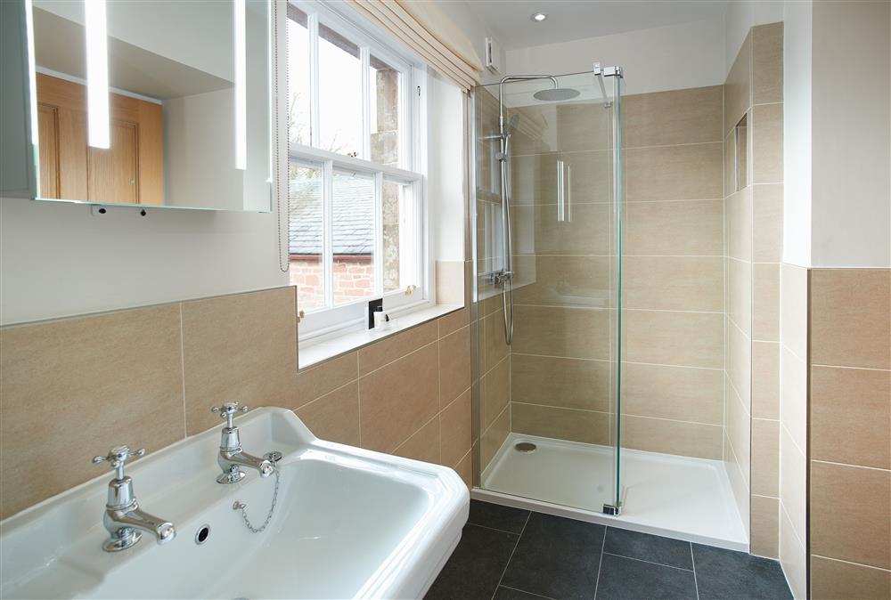 Family shower room with walk in shower at The Sir Walter Scott Apartment, Netherby Hall, Longtown
