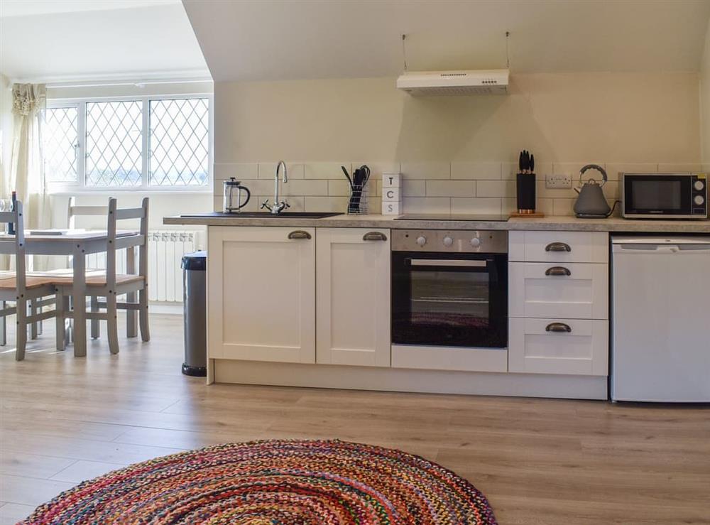 Kitchen area at The Skybluepink Gite in Wartling, East Sussex