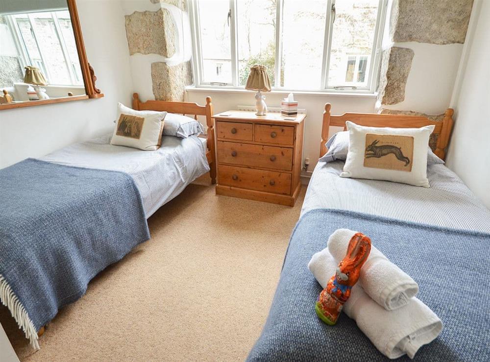 Twin bedroom at The Stable in Godolphin Cross, Helston, Cornwall., Great Britain
