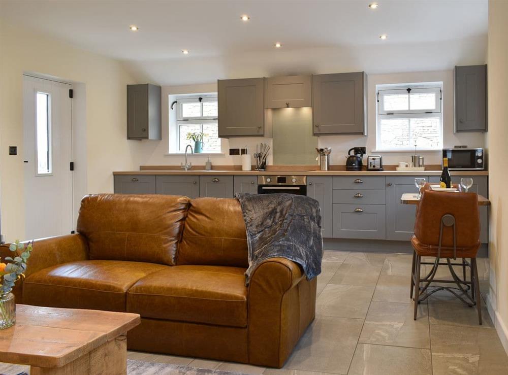 Open plan living space at The Stable in Longnor, near Buxton, Staffordshire