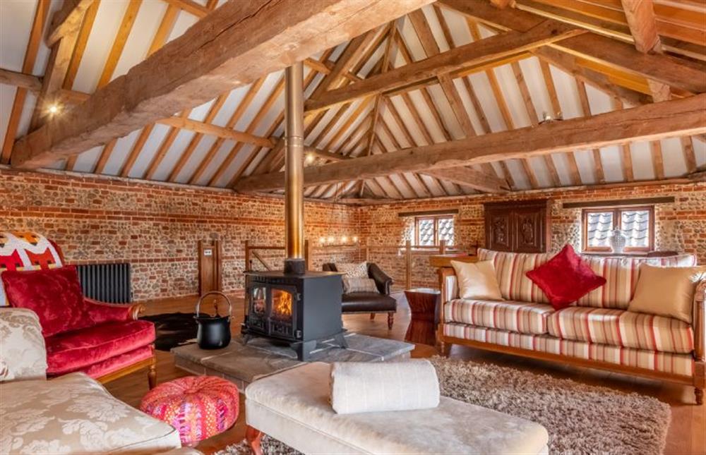Packed with character; exposed beams and walls and vaulted ceilings at The Stables, High Kelling near Holt