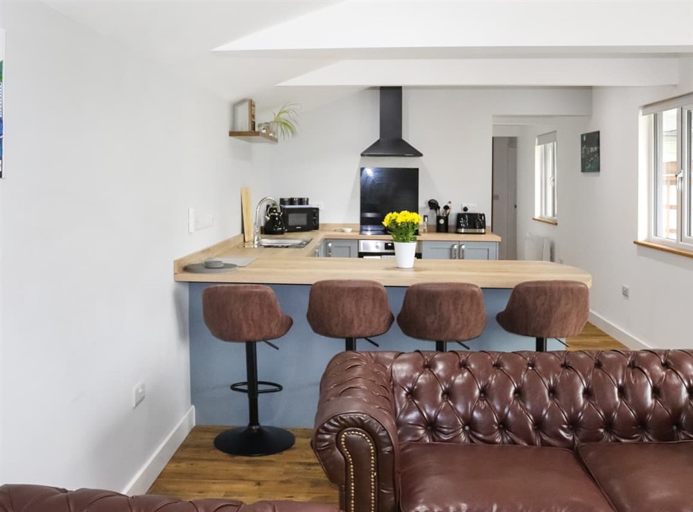 Open plan living space at The Stables in Llanon, near Aberaeron, Dyfed