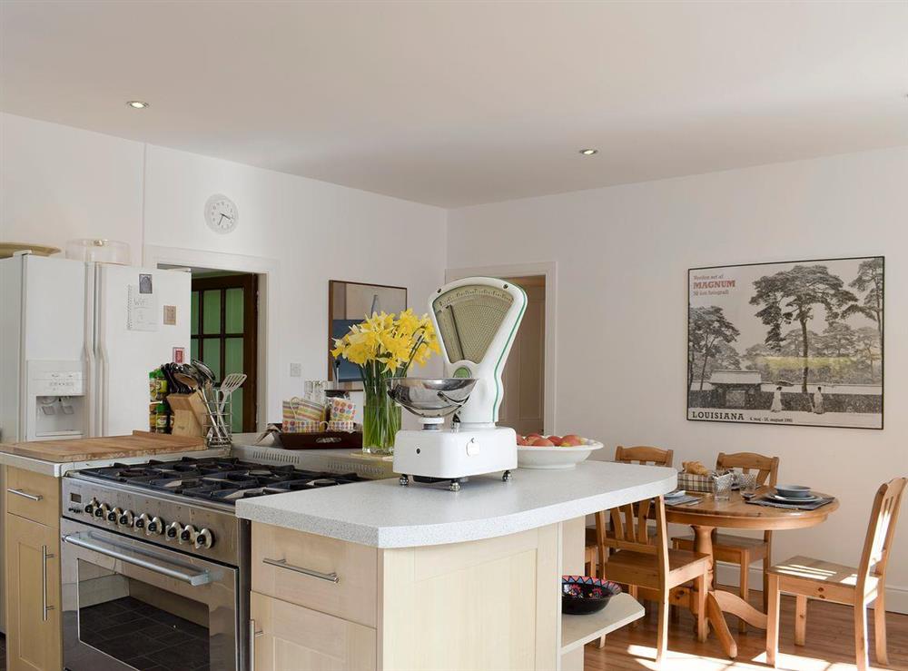 Light and airy kitchen and dining room at The Stables in Pitcairlie, near St Andrews, Fife