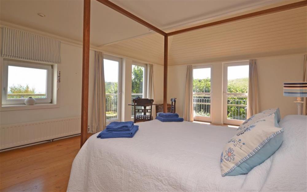Views form the master bed out to sea and over the countryside. at The Station Officer's House in East Prawle