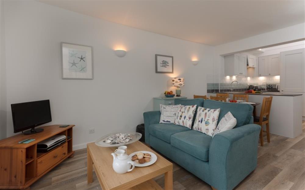The whole apartment is decorated and furnished in relaxing tones. at The Strand in Helford Passage