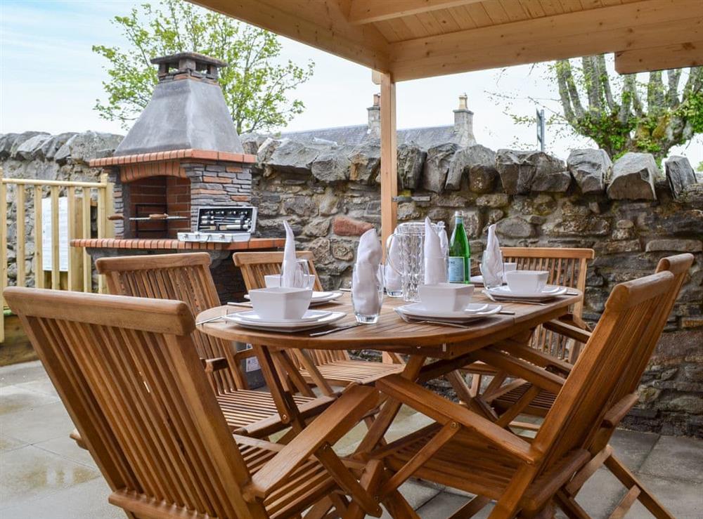 Outdoor eating area at The Strathspey Lodge in Grantown-on-Spey, Moray, Morayshire