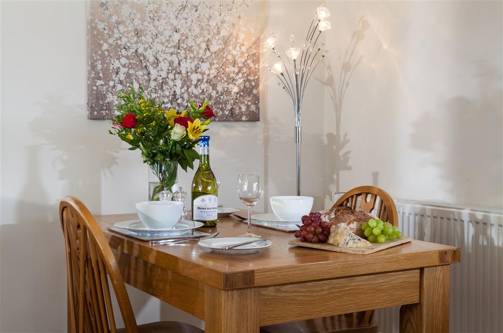 The dining table, seating two guests