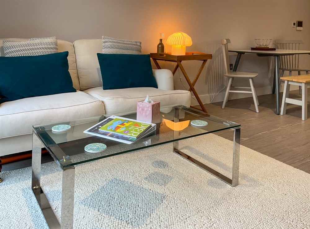 Open plan living space at The Swift House in Highcliffe, Christchurch, Dorset