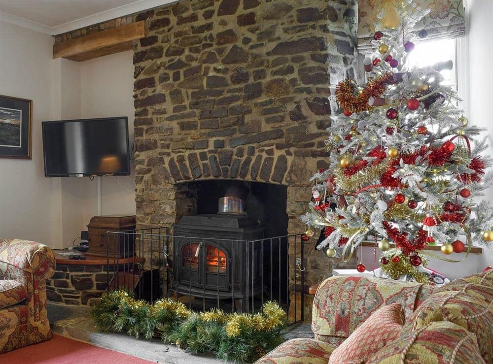 Seasonal decorations within lounge at The Sycamores in Llawhaden, near Narberth, Dyfed
