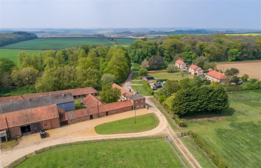 Overhead shot with coast in the distance at The Tack House, Holkham near Wells-next-the-Sea