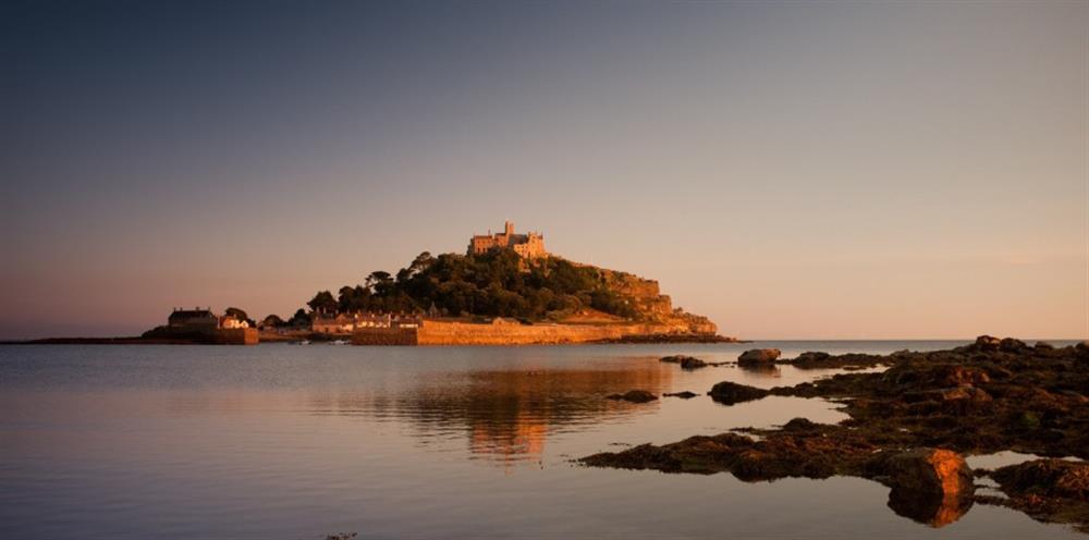 St Michael's Mount - a stunning historic castle separated from the mainland with sea. Walk the causeway at low tide or catch the water ferry across. at The Tea House in Penzance