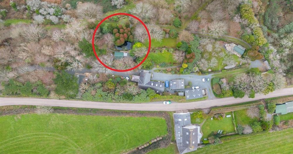 You can see, from the drone shot, how rural and private The Tea House is. at The Tea House in Penzance