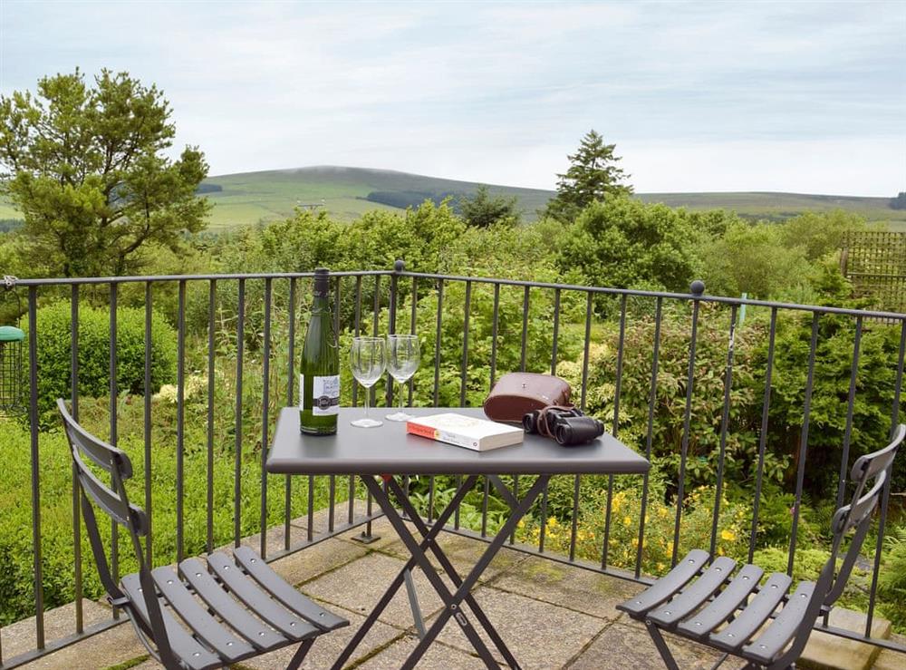 Balcony with furniture and rural views at The Terrace in Rosebush, near Narberth, Dyfed