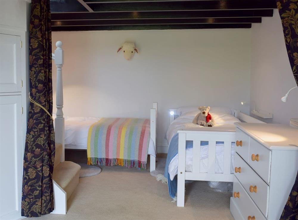 Twin bedroom with beams at The Terrace in Rosebush, near Narberth, Dyfed