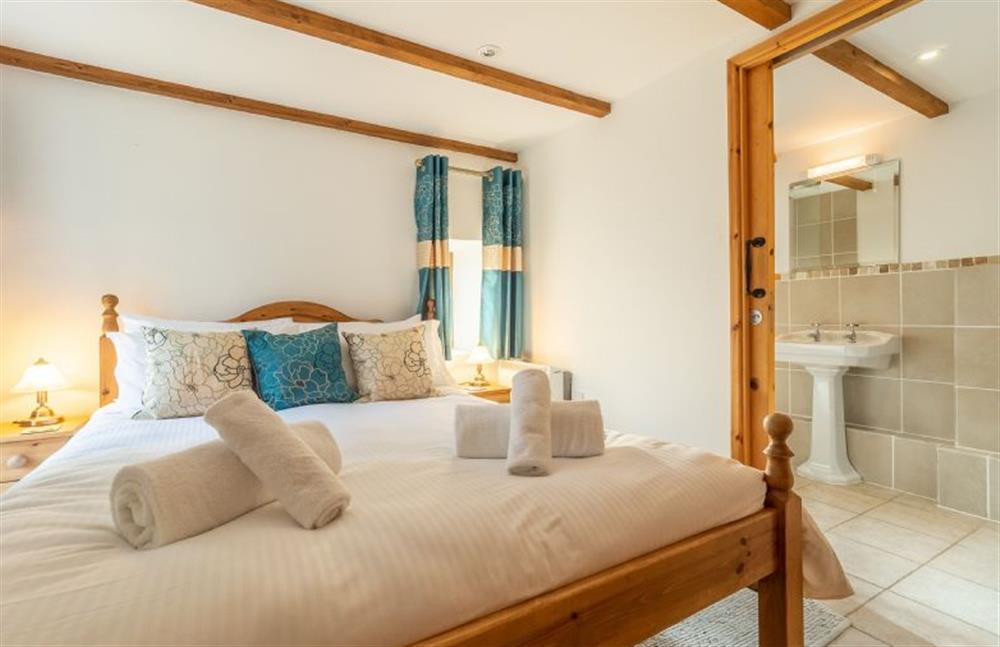 Bedroom one, sleep deeply and wake rested in a king-size bed at The Threshing Barn, Cusgarne, Truro 