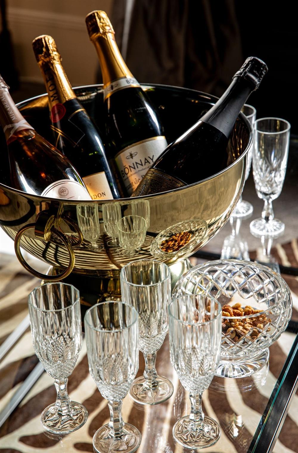 A wine cooler on the dining table