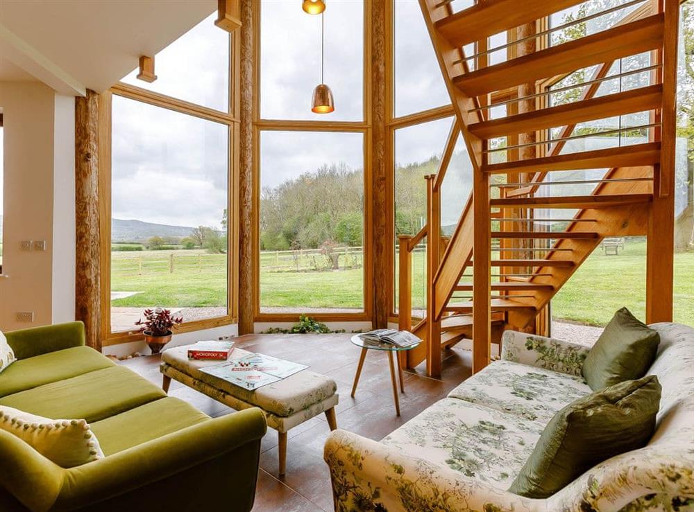 Living area at The Treehouse in Malvern, Herefordshire