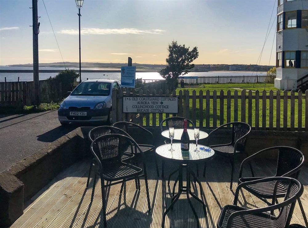 Sitting-out-area with fantastic views at The View Old Coastguard Cottage in Tynemouth, Tyne and Wear
