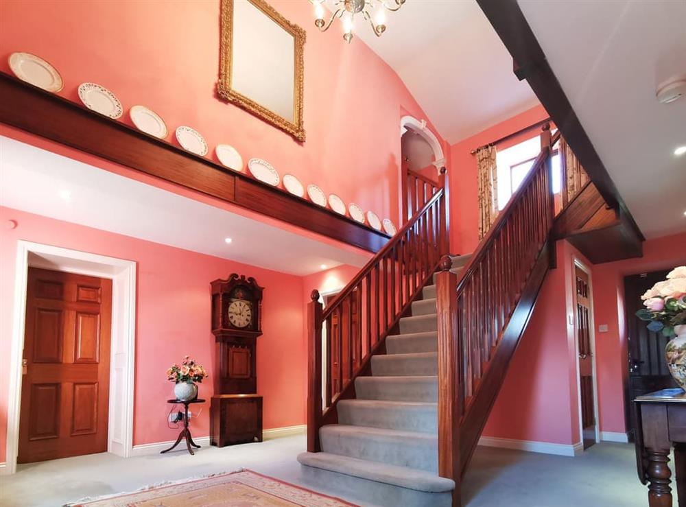 Imposing hallway and stairs at The Wain House in Weston Rhyn, near Oswestry, Shropshire