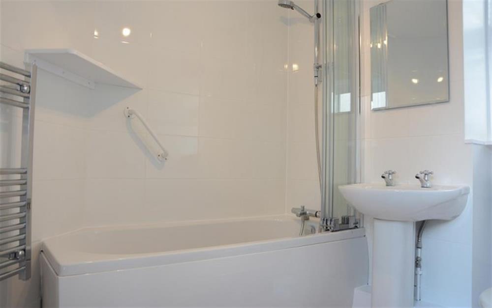 Family bathroom with shower over bath  at The Walk in Lyme Regis