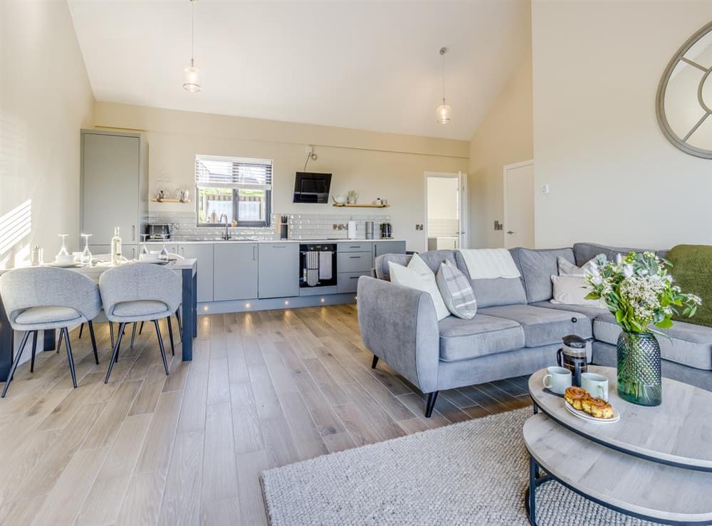 Open plan living space at The Warne in Pentre, Powys
