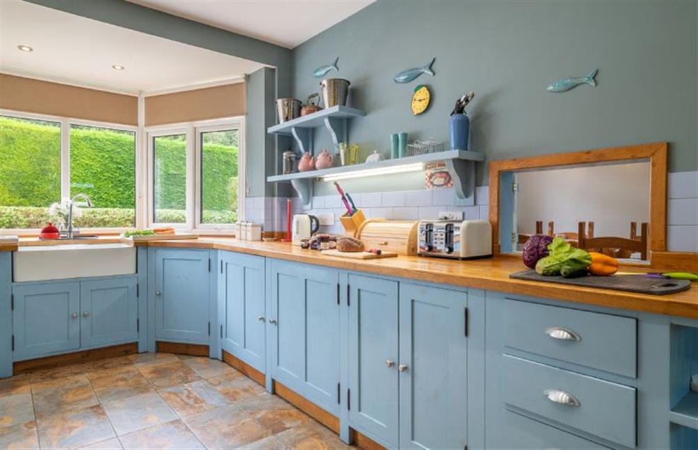 Ground floor: The oak work surfaces and hand painted units at The Warren, Old Hunstanton