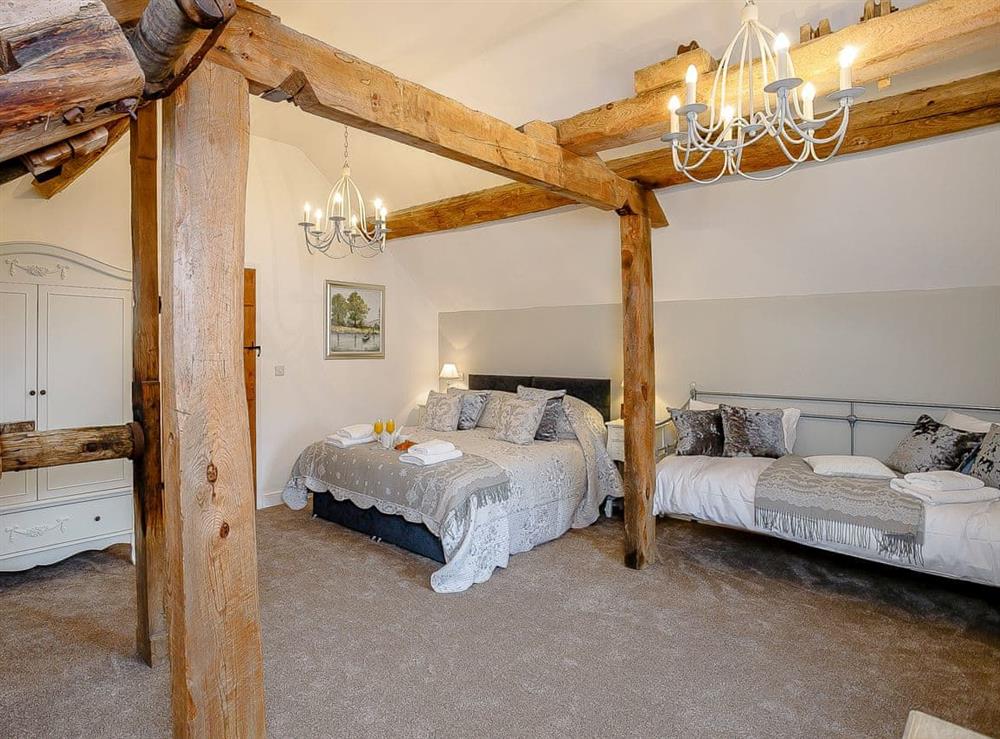 Delightful double bedroom with original features at The Water Mill in Bradbourne, near Ashbourne, Derbyshire