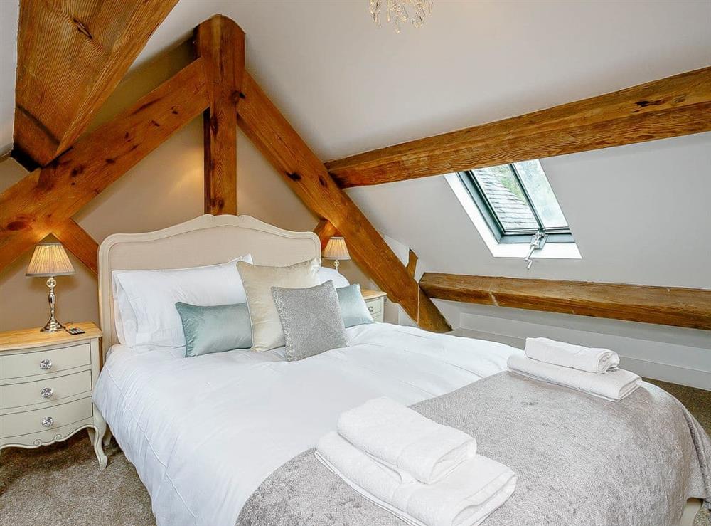 Luxurious double bedroom with en-suite bathroom at The Water Mill in Bradbourne, near Ashbourne, Derbyshire
