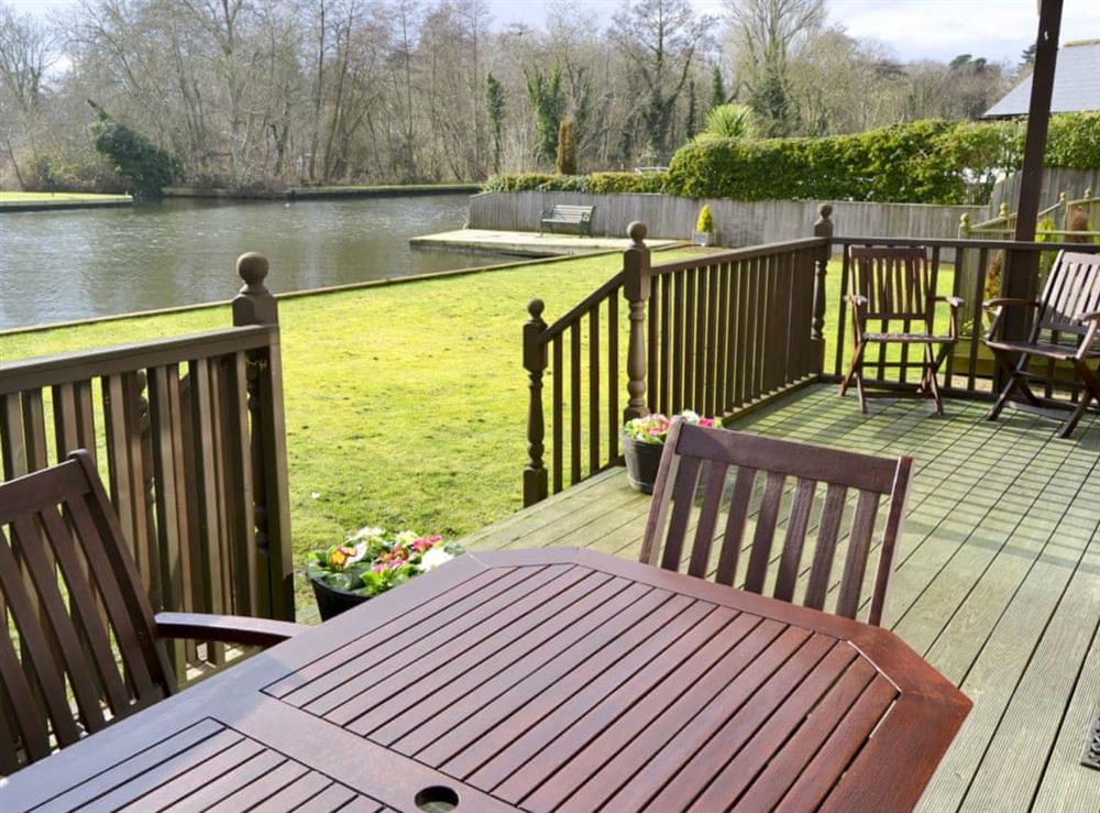 Balcony to garden with unfenced riverside access at The Wherry in Norwich, Norfolk