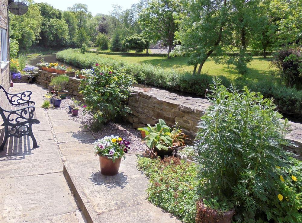 Courtyard garden at The White Cottage in Furness Vale, near Whaley Bridge, Derbyshire