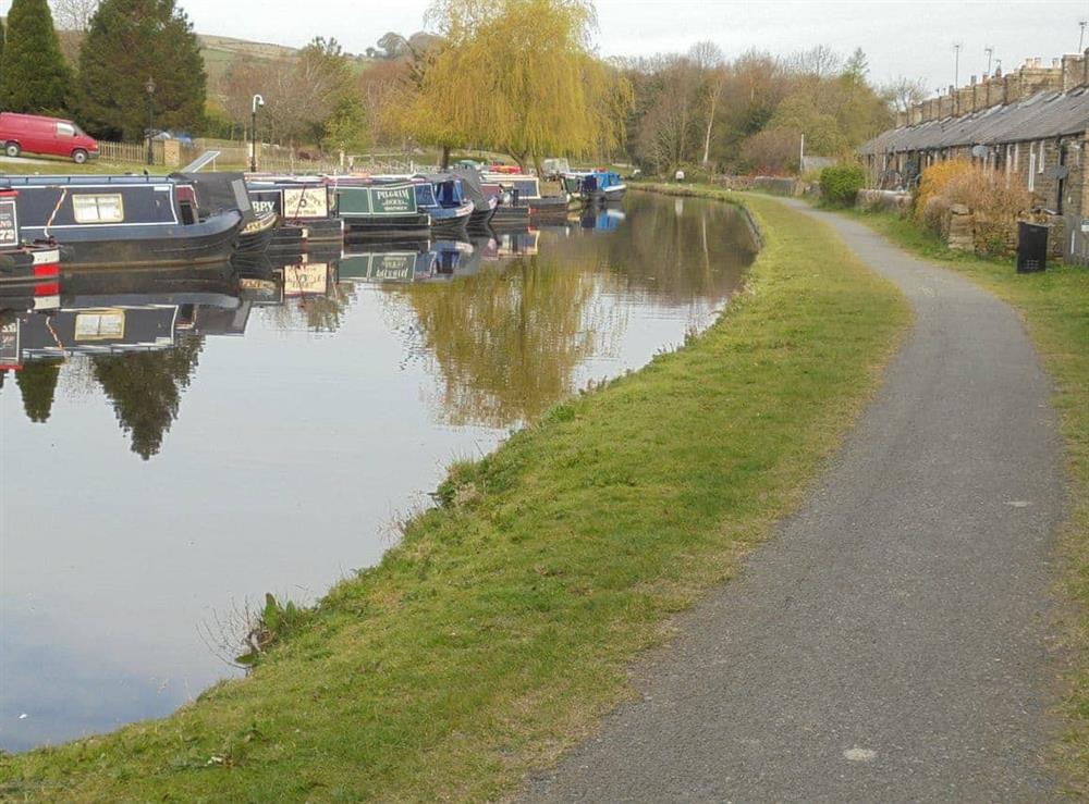 Furness Vale canal walk and Marina at The White Cottage in Furness Vale, near Whaley Bridge, Derbyshire