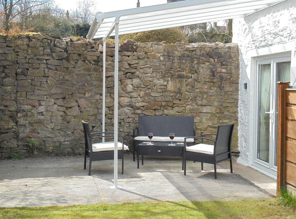 Patio at The White Cottage in Furness Vale, near Whaley Bridge, Derbyshire