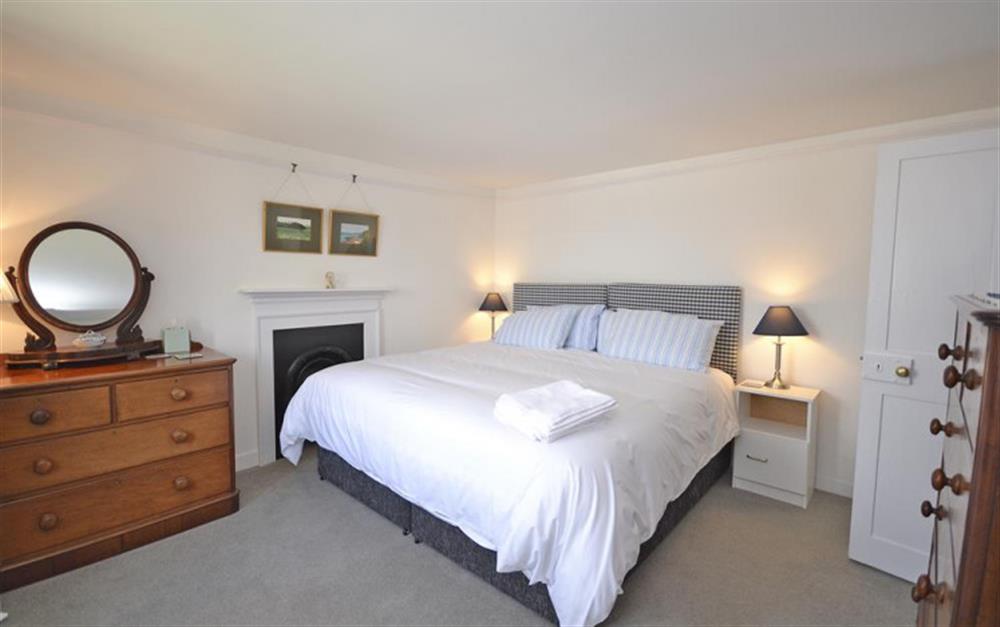 Bedroom 2 with views down to Torcross, the beach and Start Bay. at The White House in Torcross