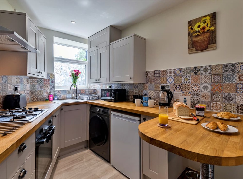 Kitchen area at The Woodland Cottage in Glossop, Derbyshire