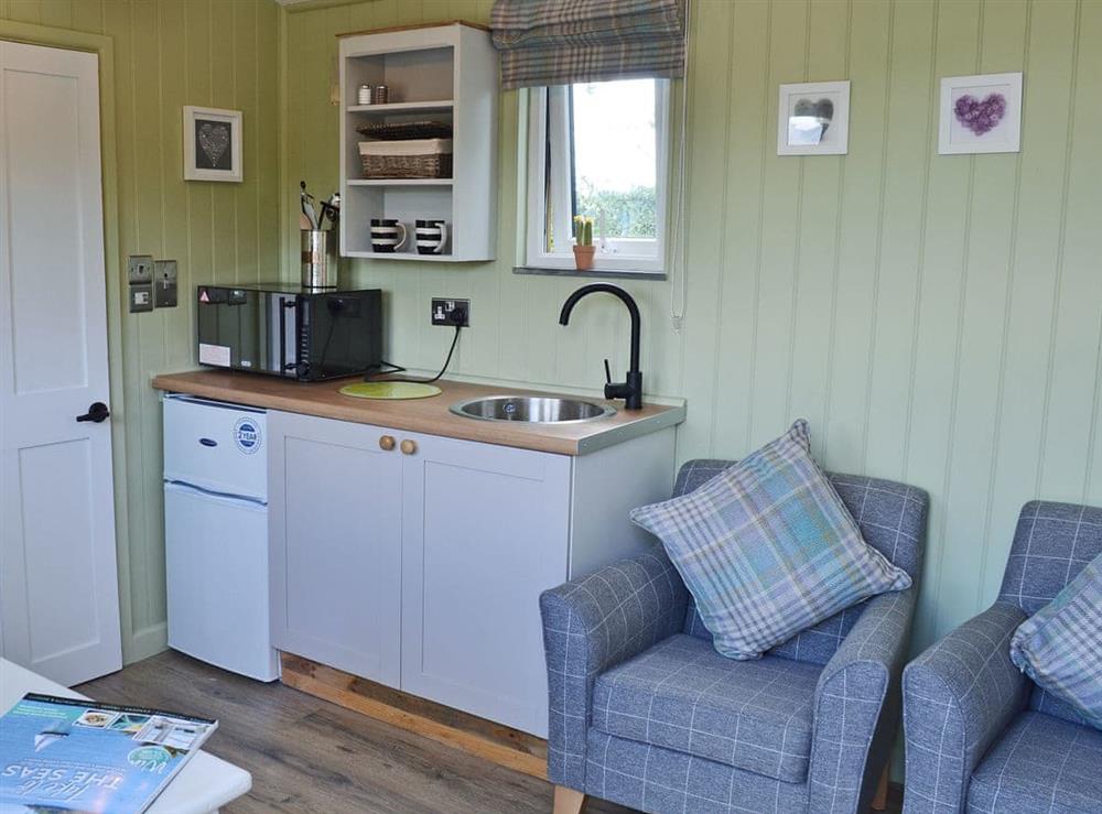 Quaint kitchen area at The Wool Shed in Gorran, near St Austell, Cornwall