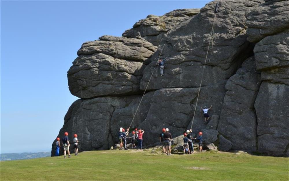 Climbing Haytor is a popular attraction. at The Wool Store in Haytor
